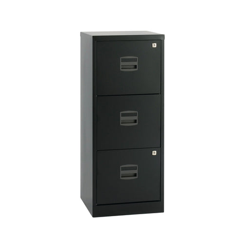 Bisley 3 Drawer Home Filing Cabinet A4 413x400x1015mm Black By48279
