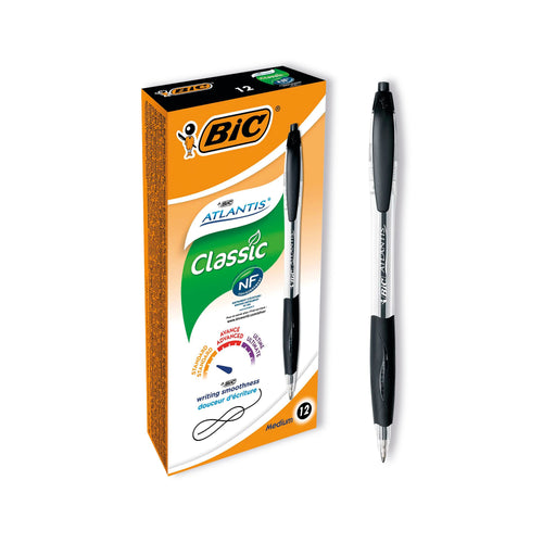 BIC Retractable Ball Pen Medium Black – (Pack of 12)