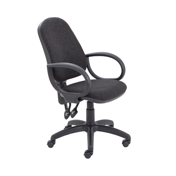 First High Back Operator Chair With Fixed Arms 640x640x985-1175mm Charcoal Kf839242