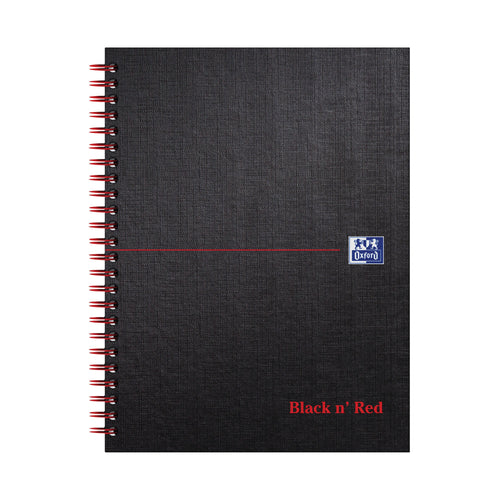 Black N Red Wirebound Ruled Margin Hardback Notebook 140 Pages A5 – (Pack of 5)