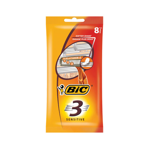 BIC 3 Sensitive Razor Pouch – (Pack of 8)