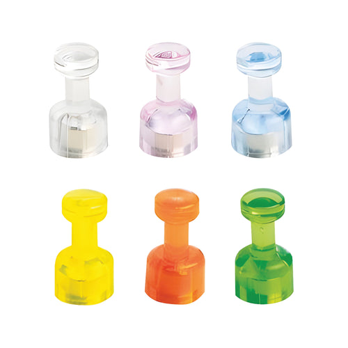 Bi-office Pin Coloured Magnets – (Pack of 6)