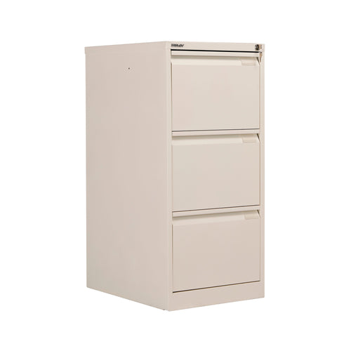 Bisley 3 Drawers Filing Cabinet Lockable 470x622x1016mm Chalk Bs3e/chk