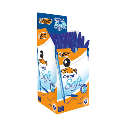 Bic Cristal Soft Ballpoint Pen Medium Blue - (Pack of 50)