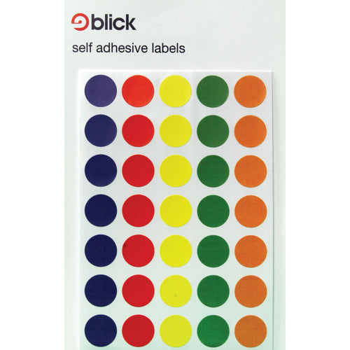 Blick Coloured Labels In Bags Round 13mm Dia 140 Per Bag Assorted – (Pack of 2800)