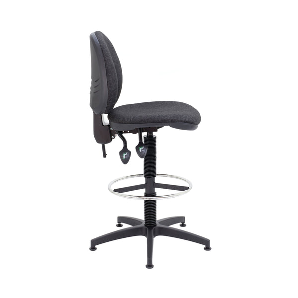 Arista Medium Back Draughtsman Chair 700x700x840-970mm Fixed Footrest Charcoal