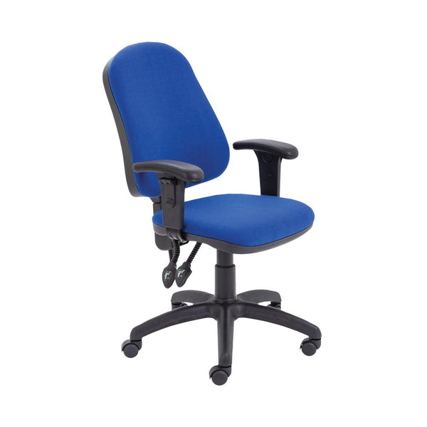 First High Back Operator Chair With T-adjustable Arms 640x640x985-1175mm Blue Kf839245