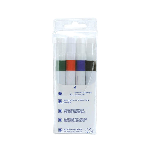 5 Star Strategy SL Dry Wipe Markers Assorted – (Pack of 4)