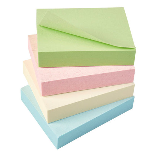 5 Star Recycled Sticky Notes Removable Pastel 38x51mm – (Pack of 12)