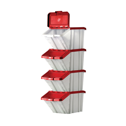 Barton Storage Barton Multifunctional Storage Bins Red Lids – (Pack of 4)