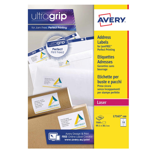 Avery Ultragrip Laser Label 99.1x38.1mm White – (Pack of 7000)