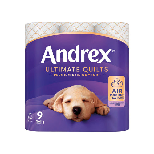 Andrex Ultimate Quilts Toilet Roll 3-ply 460 Sheets Per Roll – (Pack of 9)