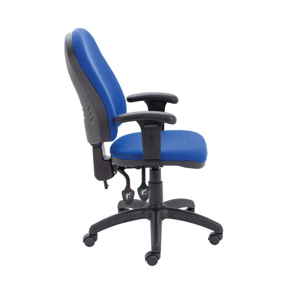 First High Back Operator Chair With T-adjustable Arms 640x640x985-1175mm Blue Kf839245