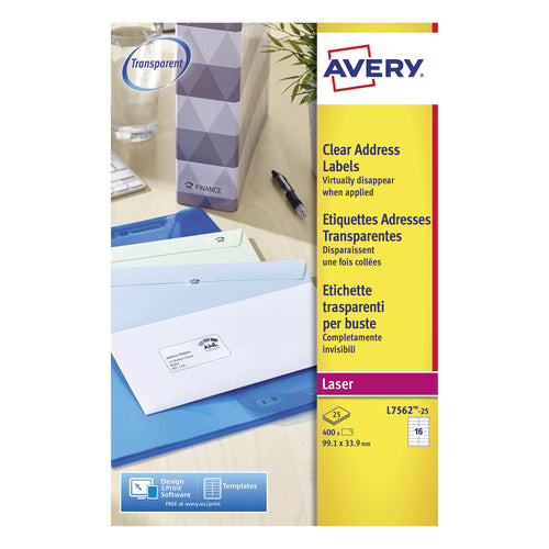 Avery Clear Laser Labels 99x34mm – (Pack of 400)