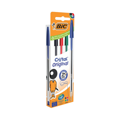 Bic Cristal Ballpoint Pen Medium Assorted – (Pack of 4)