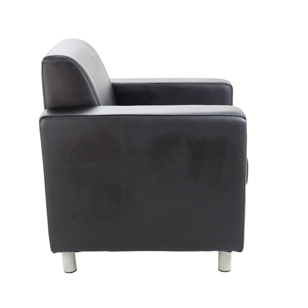 Avior Executive Reception Armchair 850x790x810mm Leather Faced Black Kf03529