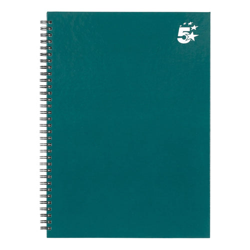 5 Star Office Twinbound Hardback A4 140pg Teal – (Pack of 5)