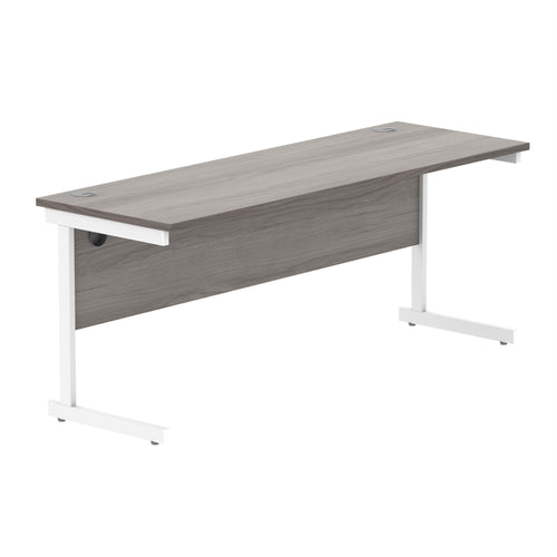 Astin Rectangular Single Upright Cantilever Desk 1800x600x730mm Grey Oak/white Kf800062