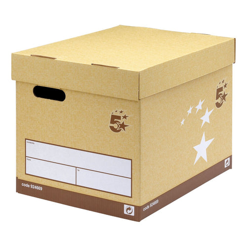 5 Star Superstrong Archive Storage Box/Lid Self-assembly 313x415x326mm Sand – (Pack of 10)