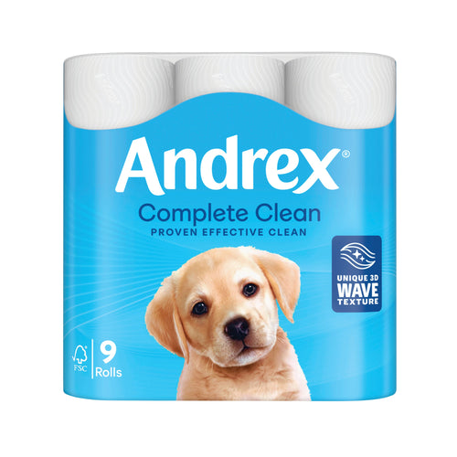 Andrex Complete Clean Toilet Roll 2-ply 190 Sheets Per Roll – (Pack of 9)