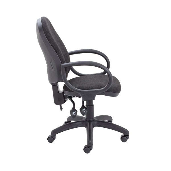 First High Back Operator Chair With Fixed Arms 640x640x985-1175mm Charcoal Kf839242