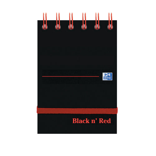 Black N Red Wirebound Ruled Elasticated Notepad 140 Pages A7 – (Pack of 5)