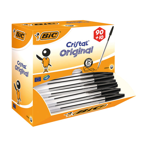 Bic Cristal Ballpoint Pen Medium Black – (Pack of 100)