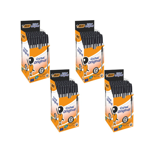 Bic Cristal Ballpoint Pen Medium Black 4 For 3 – (Pack of 50)