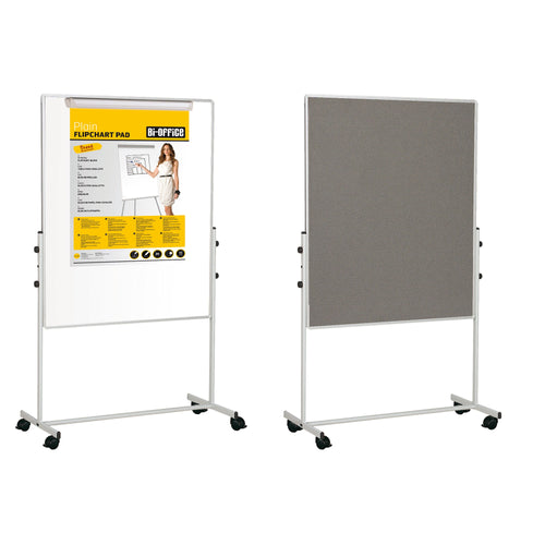 Bi-office Mobile Duo Easel Grey Felt And Magnetic Surface 70x120cm Ea4726075