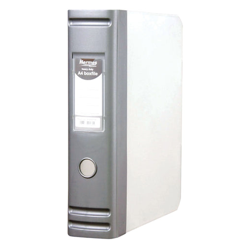 BDS Hermes Heavy Duty 80mm 2d-ring Polypropylene Box File A4 Silver