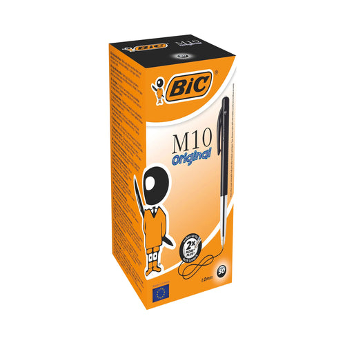 Bic M10 Clic Retractable Ballpoint Pen Medium Black - (Pack of 50)