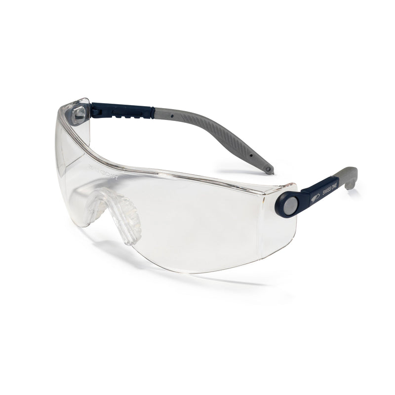 JSP Eurospecs Safety Glasses - Clear Anti-scratch/Anti-mist Lenses - Black/Grey Frames