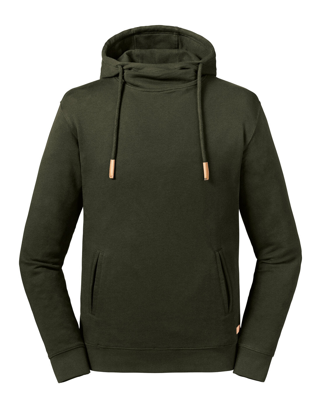 Russell Pure Prganic High Collared Hoodie Dark Olive