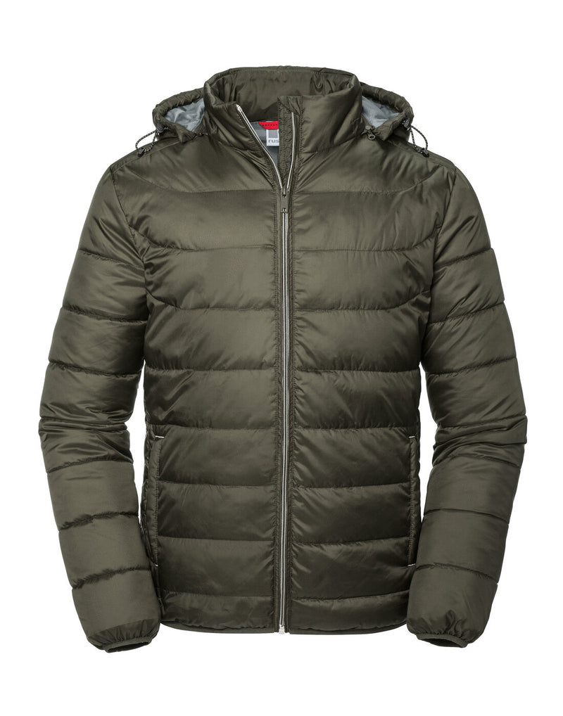 Russell Mens Hooded Nano Jacket Dark Olive