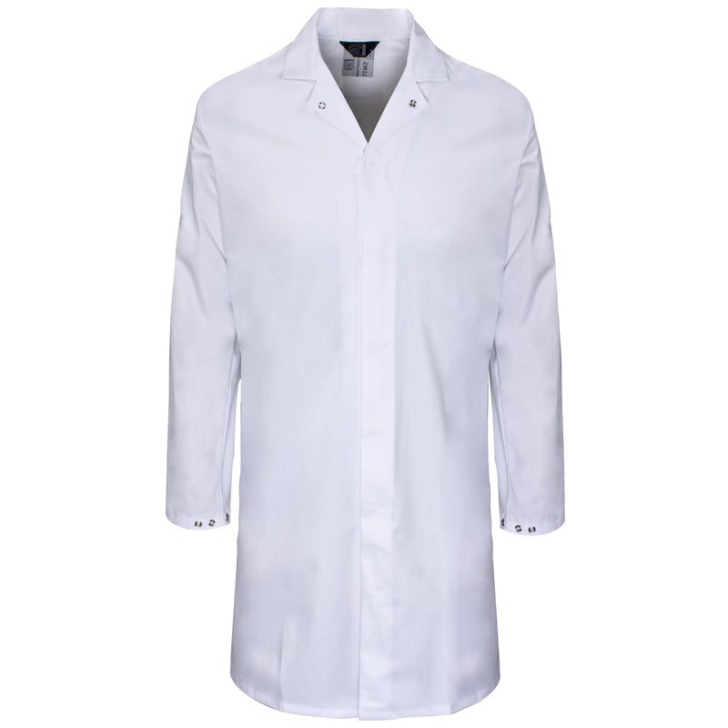 A Supertouch White Polycotton Food Coat Inner Pocket shown from a clear angle.