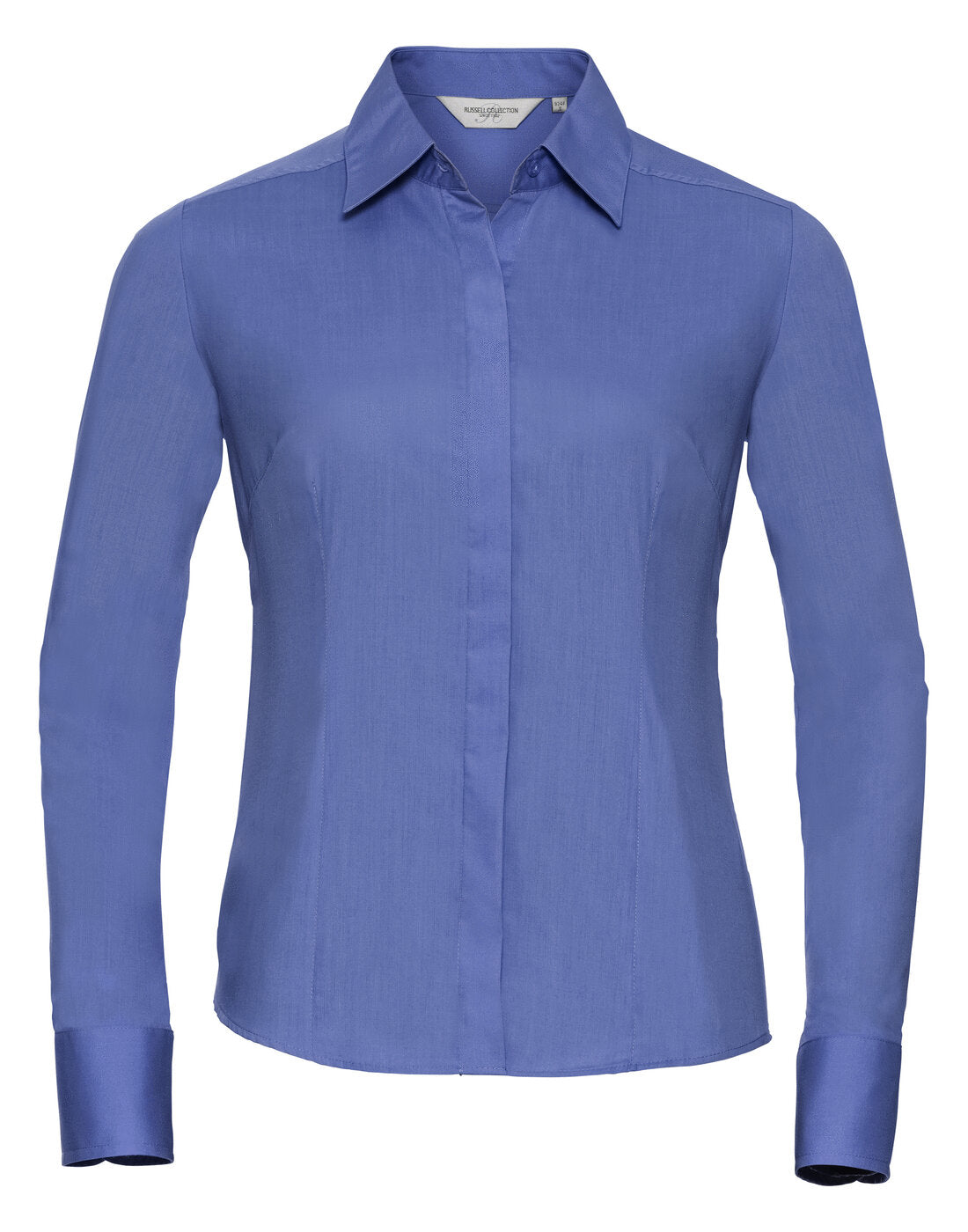 Russell Ladies Long Sleeve Fitted Polycotton Poplin Shirt Corporate Blue