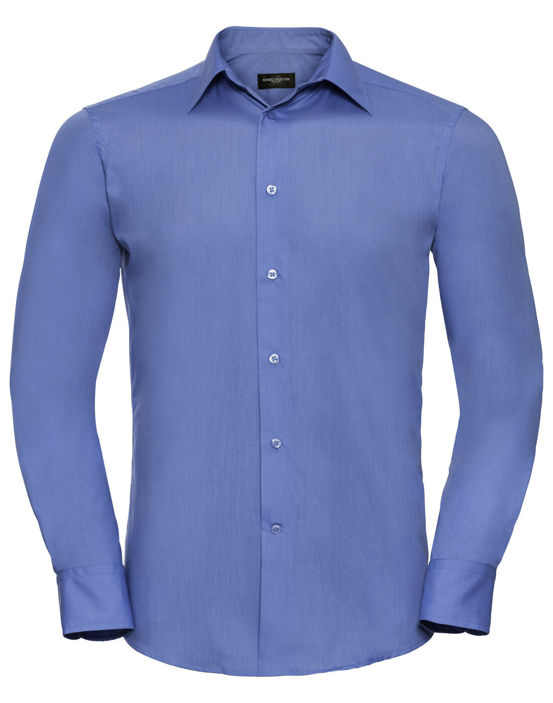 Russell Mens Long Sleeve Tailored Polycotton Poplin Shirt Corporate Blue