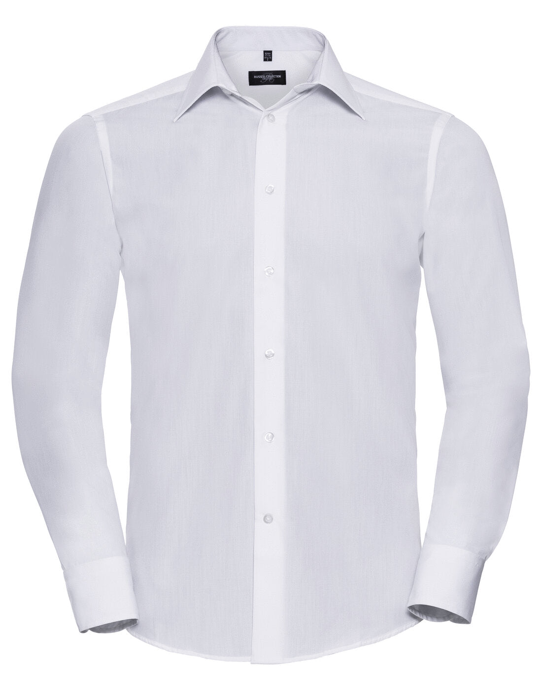 Russell Mens Long Sleeve Tailored Polycotton Poplin Shirt White