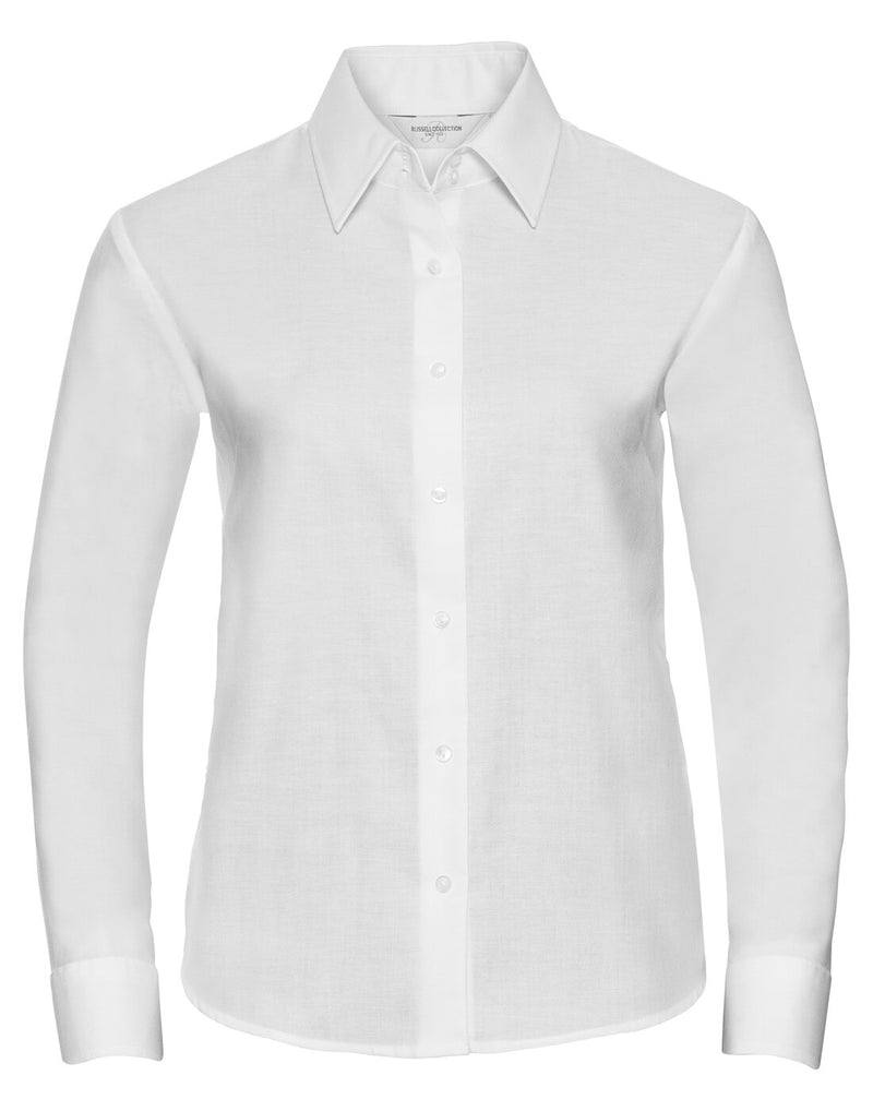 Russell Ladies Long Sleeve Tailored Oxford Shirt White