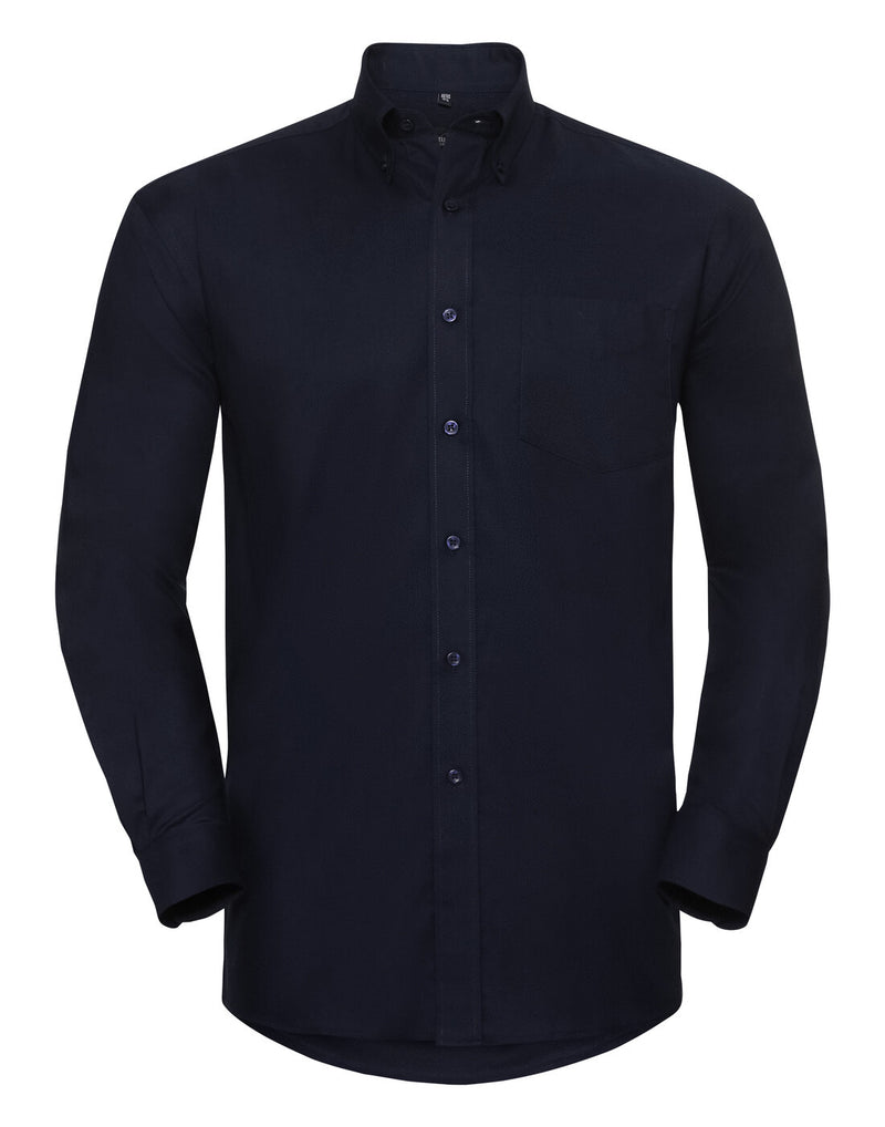 Russell Mens Long Sleeve Oxford Shirt Bright Navy