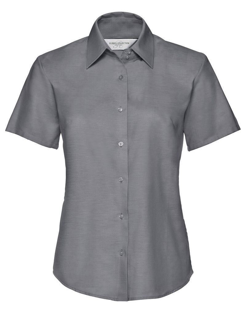 Russell Ladies Short Sleeve Tailored Oxford Shirt Silver