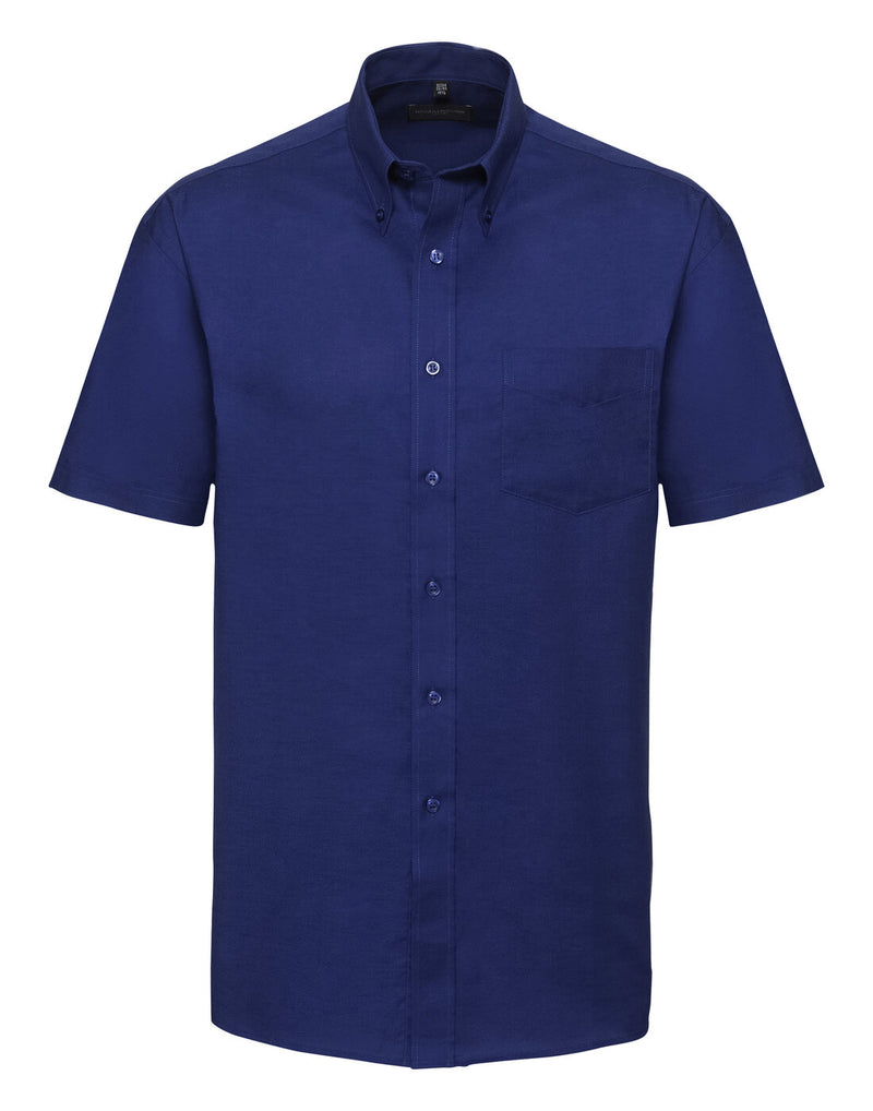 Russell Mens Short Sleeve Oxford Shirt Bright Royal