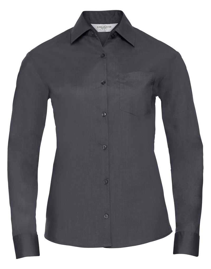 Russell Ladies Long Sleeve Polycotton Poplin Shirt