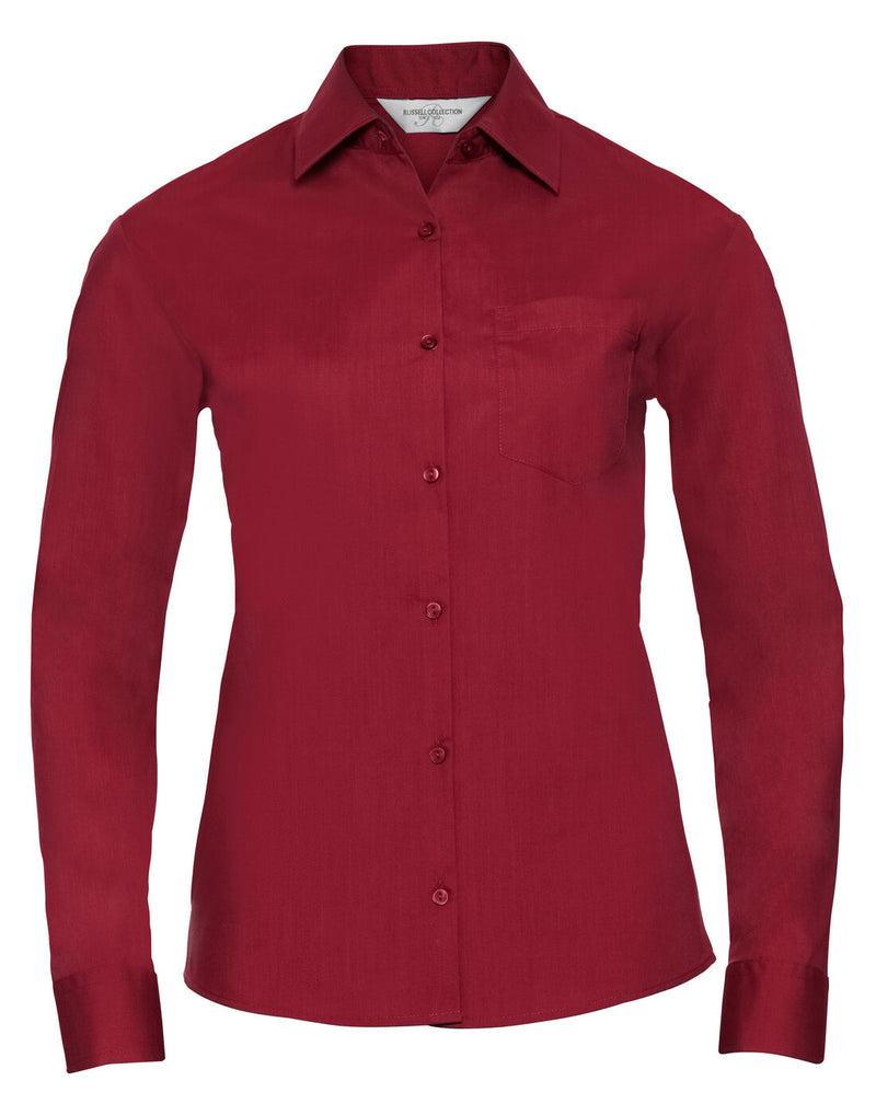Russell Ladies Long Sleeve Polycotton Poplin Shirt