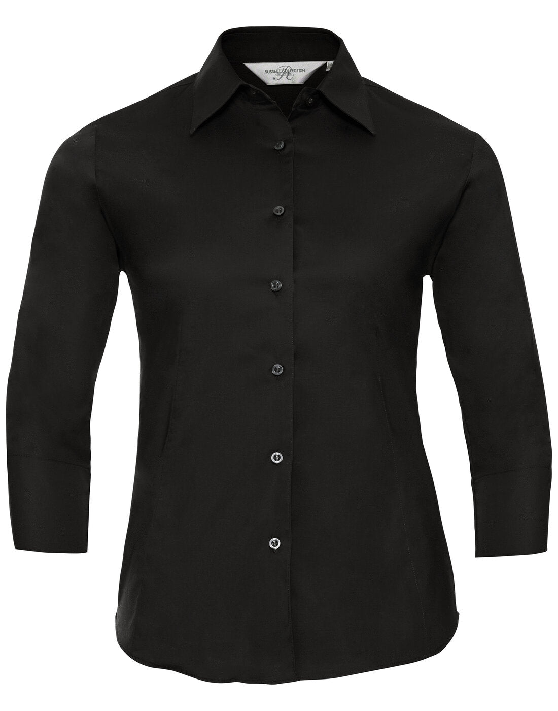 Russell Ladies 3/4 Sleeve Fitted Stretch Shirt Black