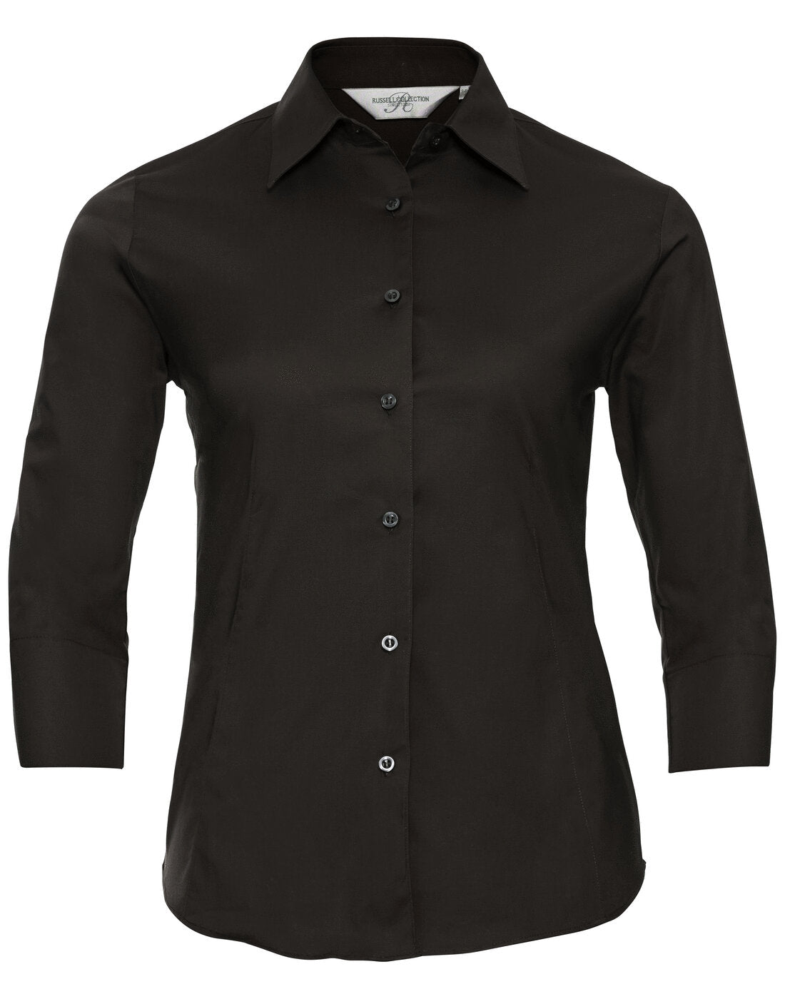 Russell Ladies 3/4 Sleeve Fitted Stretch Shirt Chocolate