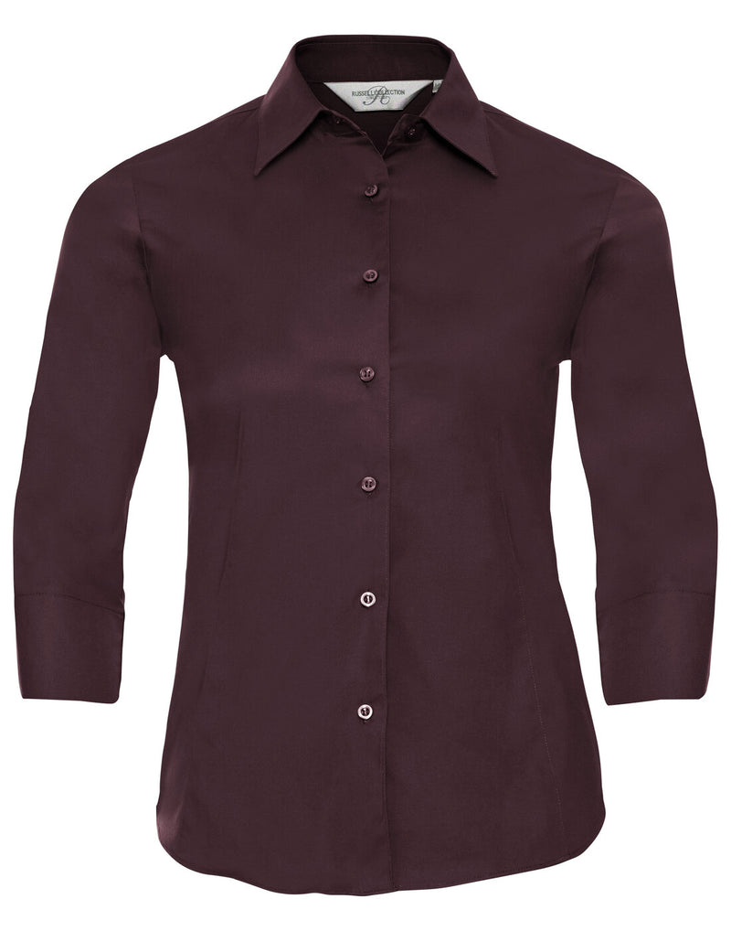 Russell Ladies 3/4 Sleeve Fitted Stretch Shirt Port