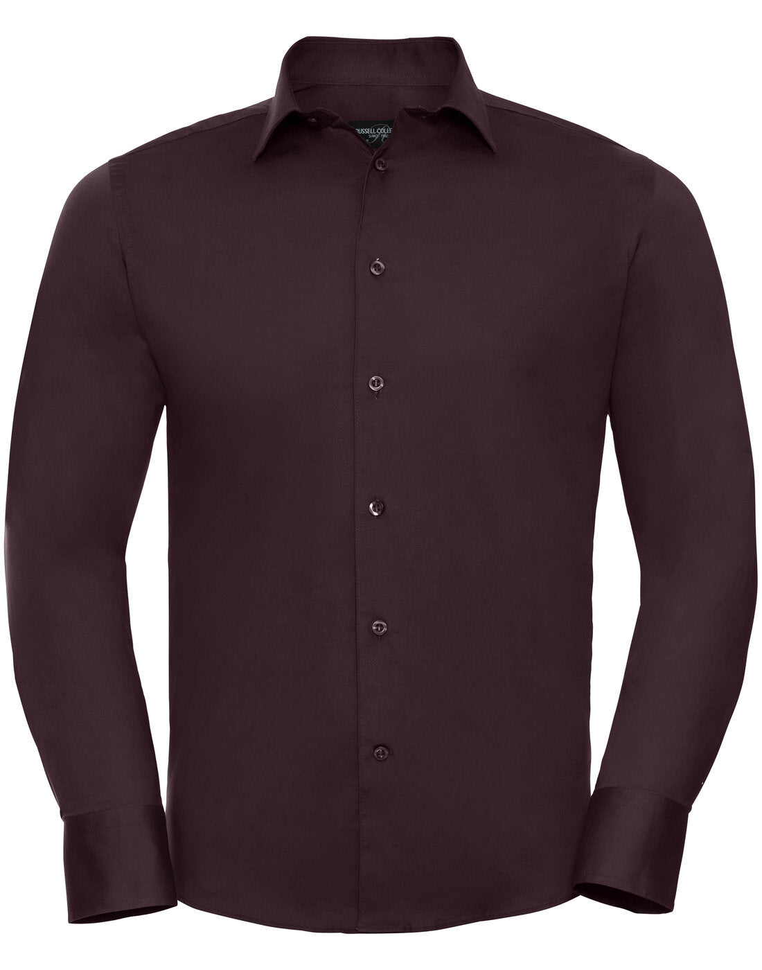 Russell Mens Long Sleeve Fitted Stretch Shirt Port