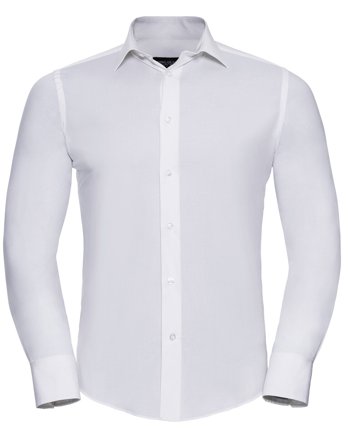 Russell Mens Long Sleeve Fitted Stretch Shirt White