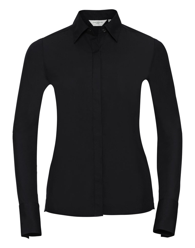 Russell Ladies Long Sleeve Ultimate Stretch Shirt Black